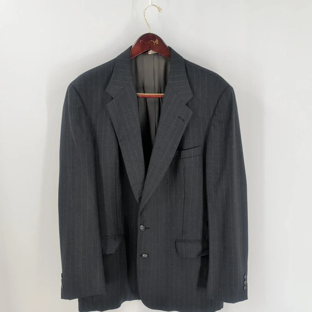 Botany Five Hundred Couture Two Button Pinstripe Sport‎ Coat Blazer Gray Sz 40R